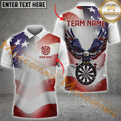 Maxcorners Patriotic Eagle Darts Jersey Customized Name, Team Name 3D Polo Shirt
