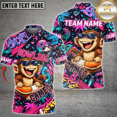 Maxcorners Bowling Graffiti Cool Monkey Character Personalized Name 3D Unisex Shirt