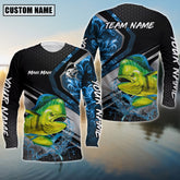 Maxcorners Mahi-Mahi Fishing Smoke Premium Personalized Name, Team Name 3D Long Sleeve Shirt (2 Colors)