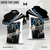 Maxcorners Billiards 9 Ball Skull Thunder Lightning Sport Jersey Multicolor Options Personalized Name And Team Name 3D Polo (4 Colors)