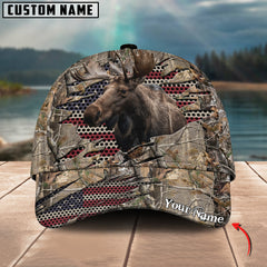 Maxcorners Moose Hunting Personalized Name 3D Cap (2 colors)