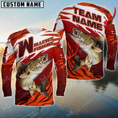 Maxcorners Walleyes Fishing Pro Sport Jersey Personalized Name, Team Name Long Sleeve Shirt