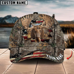 Maxcorners American Flag Hunting Moose Crack Camo Pattern Multicolor Option Personalized Cap