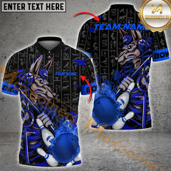 Maxcorners Anubis Ball And Pins Fire Flame Bowling Jersey Multicolor Option Customized Name, Team Name 3D Polo Shirt