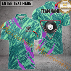 Maxcorners Billiards Ball 8 Grunge Rack Personalized Name, Team Name 3D Polo Shirt ( 4 Colors )