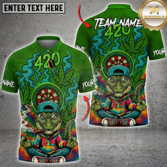 Maxcorners Darts 420 Smoking Alligator Zen Cartoon Personalized Name 3D Unisex Shirt