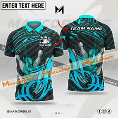 Maxcorners Strike Bowling Jersey Multicolor Option Customized Name, Team Name 3D Polo Shirt