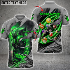 Maxcorners Panther Thunder Lightning Billiard Jersey Multicolor Options Personalized Name, Team Name 3D Polo Shirt