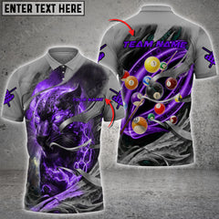 Maxcorners Panther Thunder Lightning Billiard Jersey Multicolor Options Personalized Name, Team Name 3D Polo Shirt