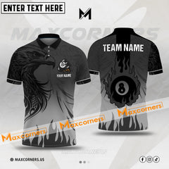 Maxcorners Eagle Fire Flame Billiard Jersey Mutilcolor Customized Name, Team Name 3D Polo Shirt