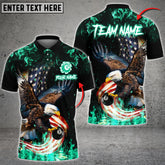 Maxcorners Billiard 8 Ball Eagle Fire Flame Multicolor Options Personalized Name, Team Name 3D Polo Shirt