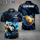 Maxcorners Billiards 8 Ball & 9 Ball Watercolor Art Personalized Name, Team Name 3D Polo Shirt
