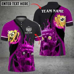Maxcorners Billiards 8 And 9 Ball Skull Fire Mutilcolor Option Personalized Name, Team Name 3D Shirt