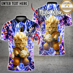 Maxcorners Bowling Galaxy Power Cat Multicolor Customized Name, Team Name 3D Shirts