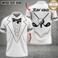 Maxcorners Golf Tuxedo Crossed Clubs Personalized Name 3D Unisex Shirt