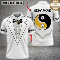 Maxcorners Billiards Tuxedo Yin Yang 8 9 Ball Personalized Name 3D Unisex Shirt