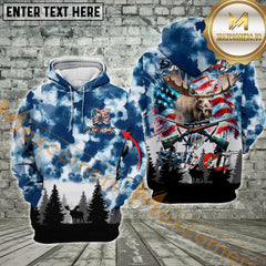 Maxcorners American Flag Moose Hunting Buck Around And Find Out Custom Name Shirt 3D All Over Printed Clothes