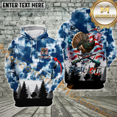 Maxcorners American Flag Turkey Hunting Buck Around And Find Out Custom Name Shirt 3D All Over Printed Clothes