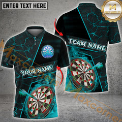 Maxcorners Darts Flame Magma Pattern Mutilcolor Option Customized Name, Team Name 3D Polo Shirt