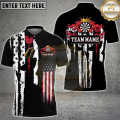 Maxcorners Darts American Flag Punisher Flaming Dartboard Personalized Name Team Name 3D Shirt