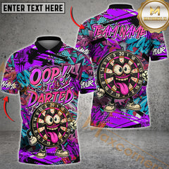 Maxcorners Darts Funny Graffiti Oop! I Darted Multicolor Customized Name, Team Name 3D Polo Shirt
