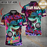 Maxcorners Darts Cool Shark Graffiti Street Style Multicolor Customized Name, Team Name 3D Polo Shirt