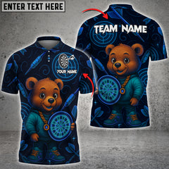 Maxcorners Bowling Cute Bear Holding Board Multicolor Personalized 3D Shirt