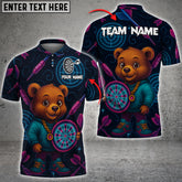 Maxcorners Bowling Cute Bear Holding Board Multicolor Personalized 3D Shirt