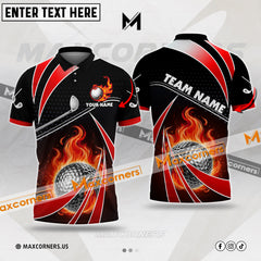 Maxcorners Golf Fire Light Personalized Name, Team Name Unisex Shirt (Multicolor Options)