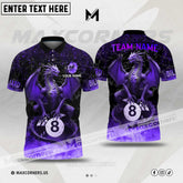 Maxcorners Billiard Dragon Flame Ball 8 Magma Pattern Multicolor Options Personalized Name, Team Name 3D Polo Shirt (4 Colors)