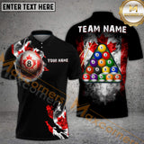 Maxcorners Billiard Canada 8 Ball Maple Leaf Smoke Style Personalized Name, Team Name 3D Shirt