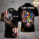 Maxcorners Billiard USA Flag 8 Ball Stars And Stripes Style Personalized Name, Team Name 3D Shirt