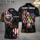 Maxcorners Billiard USA Flag 8 Ball Stars And Stripes Style Personalized Name, Team Name 3D Shirt