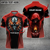 Maxcorners Billiards Skull 8 Ball Multicolor Options Personalized Name And Team Name 3D Polo (4 Colors)