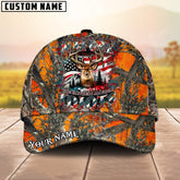 Maxcorners Deer Hunting Camo USA Flag Mutilcolored Personalized Name 3D Cap