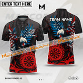Maxcorners Darts Vintage Eagle American Flag Mutilcolor Options Personalized Name, Team Name 3D Polo Shirt