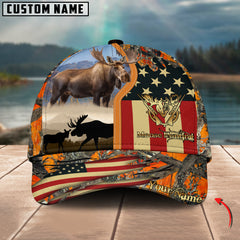 Maxcorners Moose Hunting Leather Personalized Name 3D Cap (2 Colors)