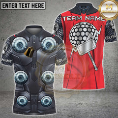 Maxcorners Golf Lightning Hammer Ball Design Personalized Name 3D Unisex Shirt