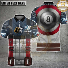 Maxcorners Billiards Hero Suit 8 Ball Shield Design Personalized Name 3D Unisex Shirt