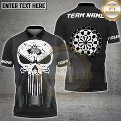 Maxcorners Darts Skull Cracked Dartboard Design Personalized Name 3D Unisex Shirt