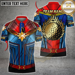 Maxcorners Golf Flame Ball Hero Armor Design Personalized Name 3D Unisex Shirt