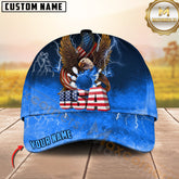 Maxcorners Bowling US Flag Eagle Fire Multicolor Personalized Name 3D Cap