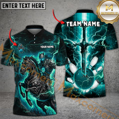 Maxcorners Fantasy Knight Thunder Lightning Pattern Bowling Jersey Multicolor Options Personalized Name, Team Name 3D Shirt