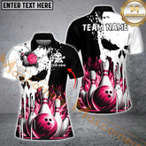 Maxcorners Bowling Punished Skull Flame Multicolor Option Customized Name 3D Shirt For Women (6 Colors)