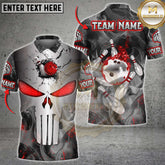 Maxcorners Bowling Punisher Skull Multicolor Customized Name, Team Name 3D Shirts
