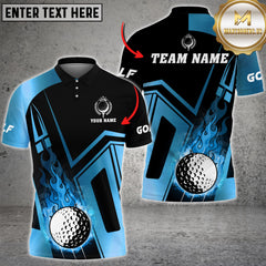 Maxcorners Ball Fire Flame Golf Jersey Multicolor Option Customized Name, Team Name 3D Polo Shirt