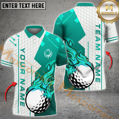 Maxcorners Golf Fire Ball Skin Pattern Multicolor Option Customized Name, Team Name 3D Polo Shirt