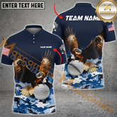 Maxcorners Blue Camo Eagle Golf Ball Mens Golf Polo Shirts Custom Patriotic Golf Tops For Men Golf Wea