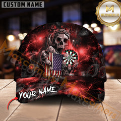 Maxcorners Darts Skull Reaper Thunder Lightning Multicolor Option Personalized Name 3D Cap