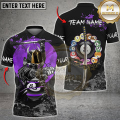 Maxcorners Samurai Billiard Warrior Multicolor Customized Name, Team Name 3D Shirt